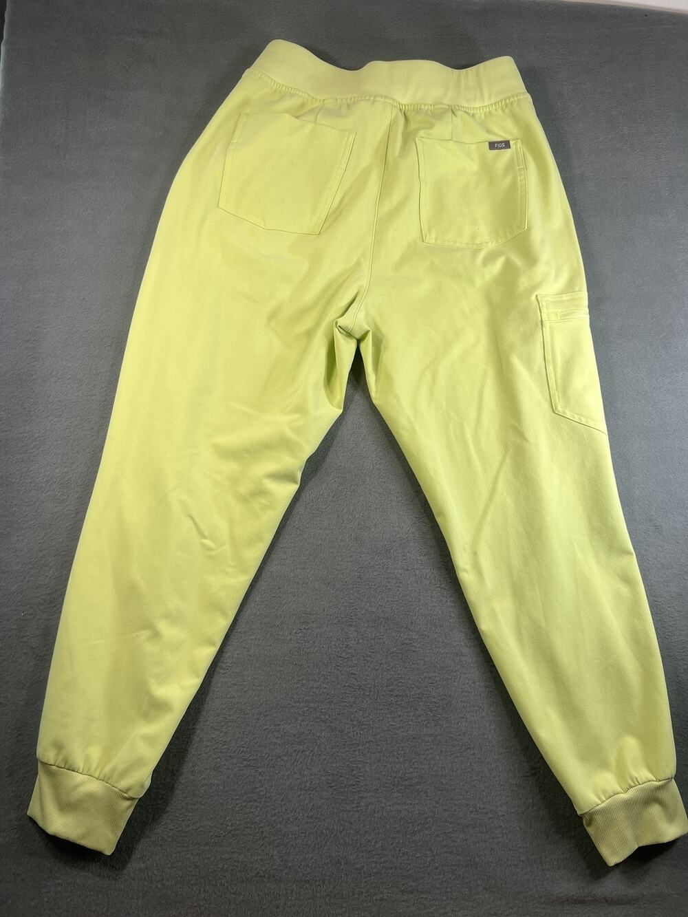 FIGS Zamora High Waist Jogger Scrub Pants Women's Large Petite Neon Yellow Green